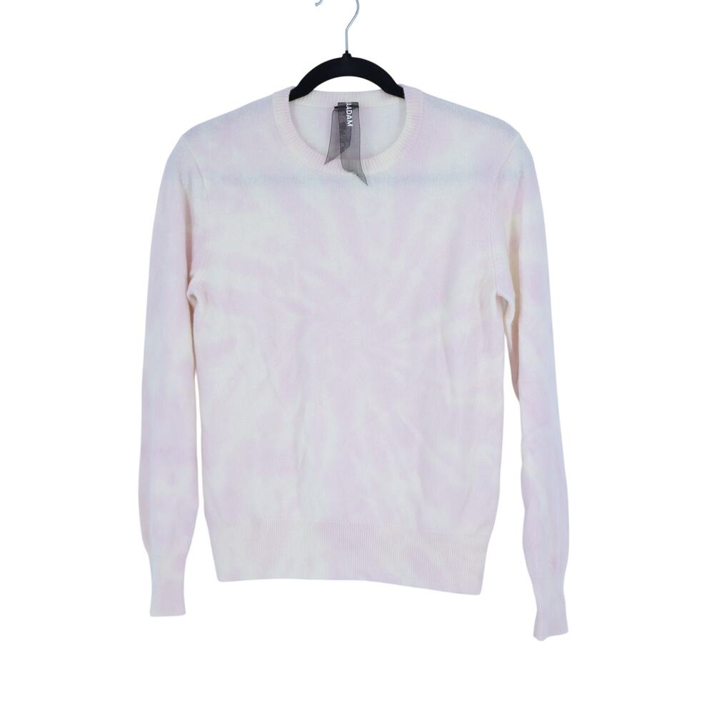 Naadam 100% Cashmere Tie Dye Sweater White and Lilac Crew Neck Women's S